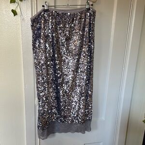 Anthropologie Lavender Sequin Maxi Pencil Skirt